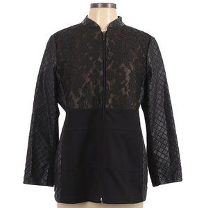 CHICO’S LACE DIAMOND FAUX LEATHER JACKET